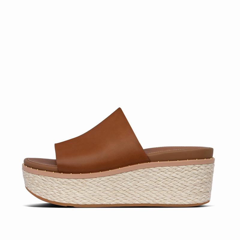 FitFlop Eloise Leder Espadrille HellBraun - FitFlop Keilsandalette Damen Sale [KIDW-93025]